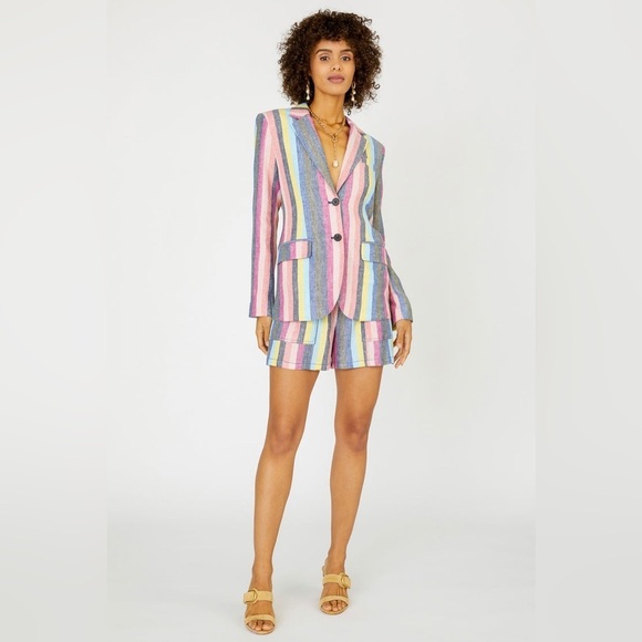 Anthropologie Jackets & Blazers - Current Air Striped Blazer - Linen Blend - Rainbow Stripe!